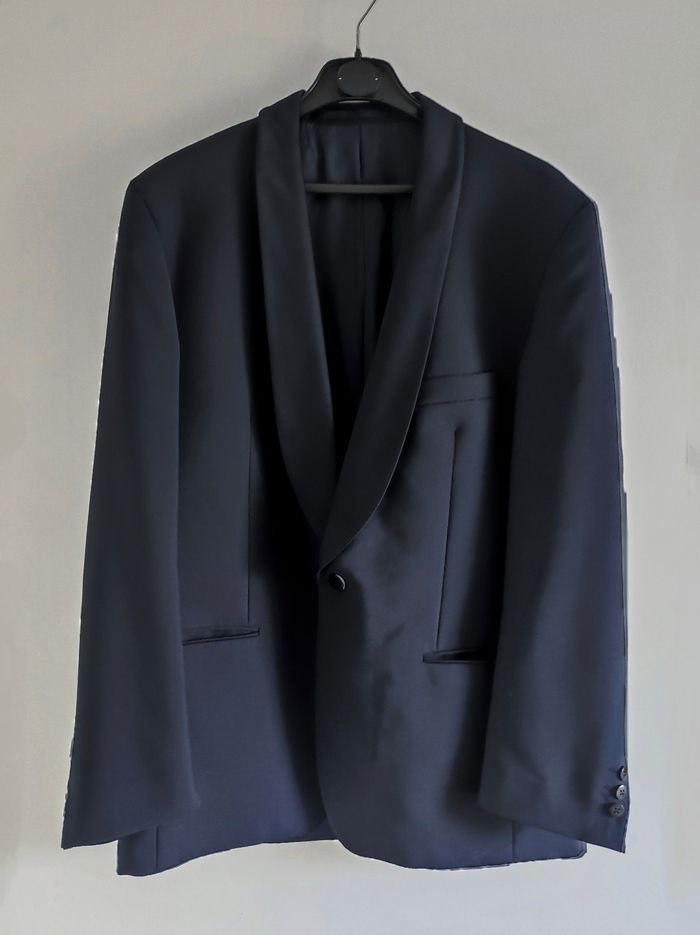 Costume smoking 2 pièces noir bleu nuit laine Vintage / Torrente - 46/XXXL - photo numéro 5