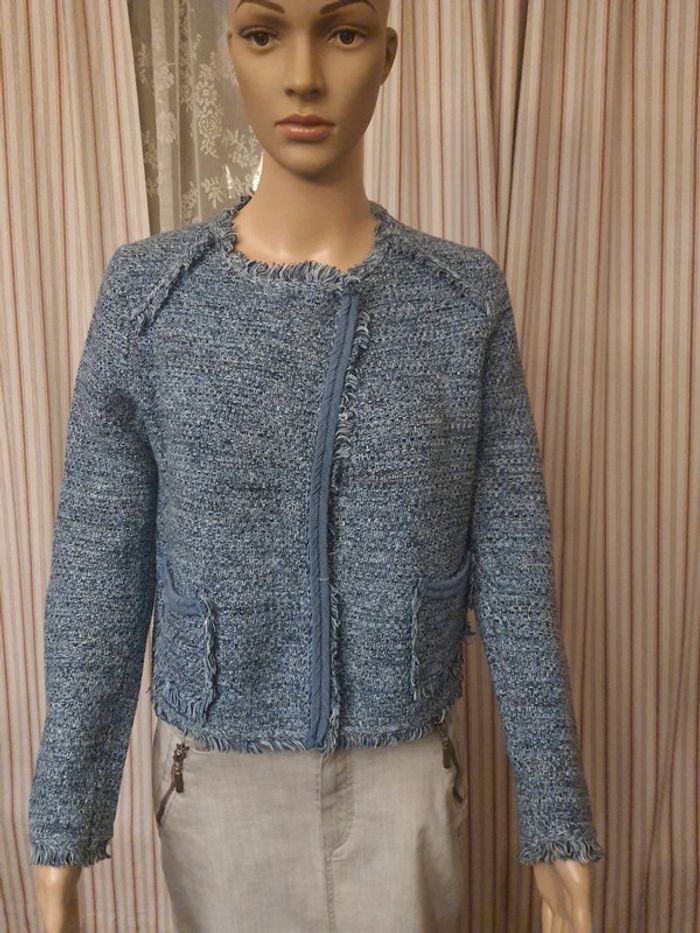 Gilet/veste Stefanel taille S bleu/blanc - photo numéro 3