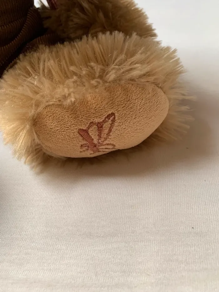 Ours en peluche salopette velours et chemise à carreaux - photo numéro 3