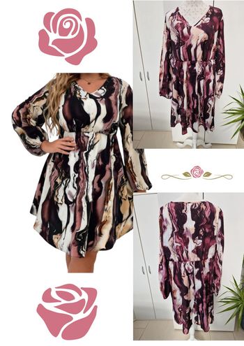 Robe Tie Dye Marbrée Violet Prune Crème