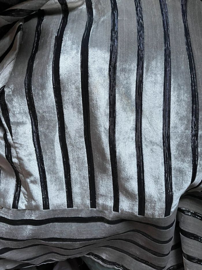Veste blazer rayures noires et argentées en velours - photo numéro 13