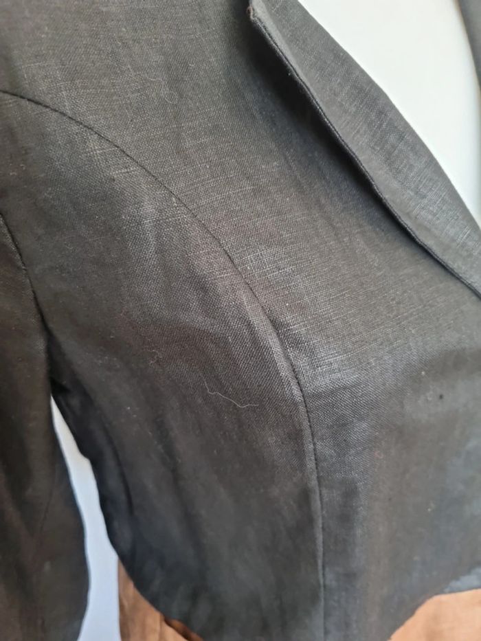 Veste lin noir et camel 40 camaïeu - photo numéro 2