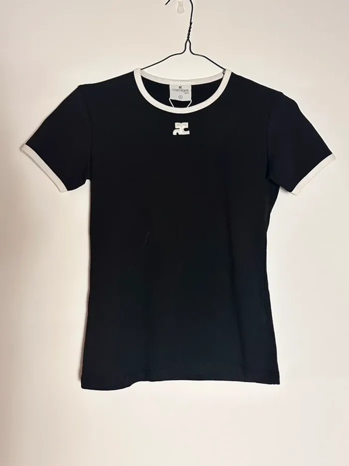 T short manches courtes courrèges noir blanc