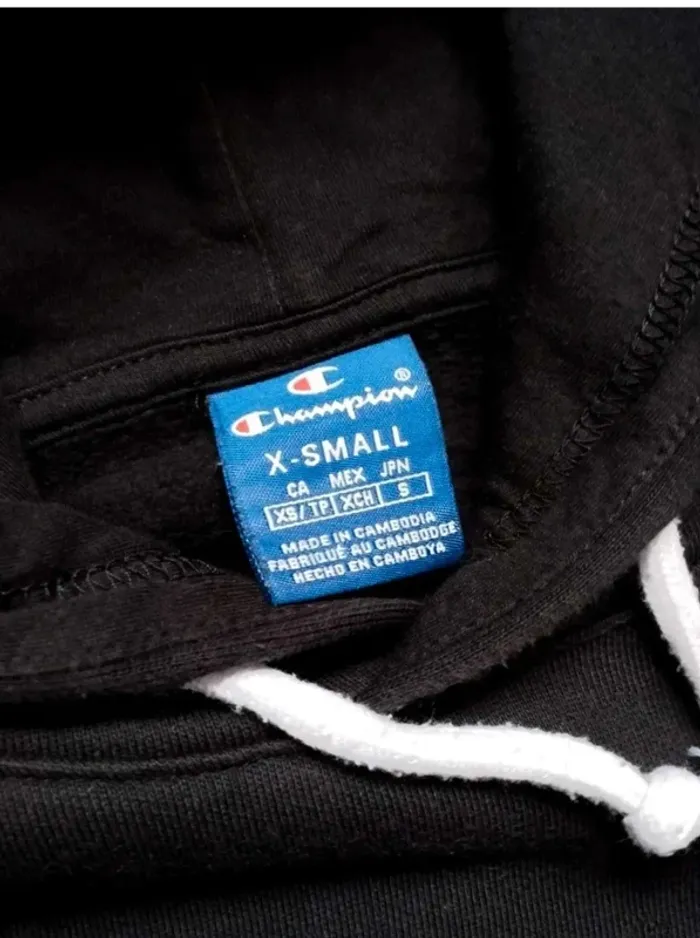 Hoodie  Noir  Polaire - Champion  -  XS  - Excellent état - photo numéro 8