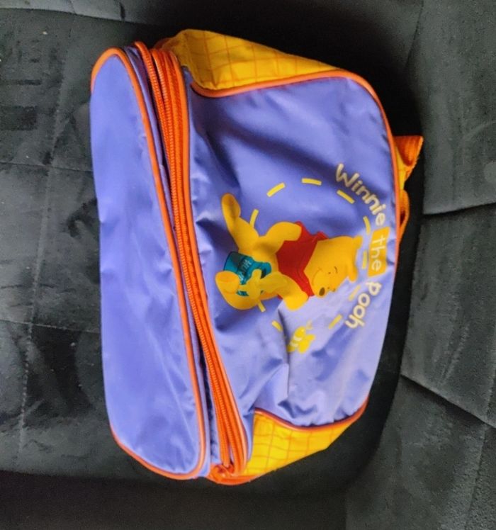 Petit sac pour doudou sucette ou goûter  enfant Winnie l'ourson violet orange - photo numéro 3