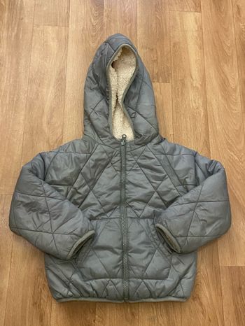 Parka réversible kaki/crème fille 5/6 ans