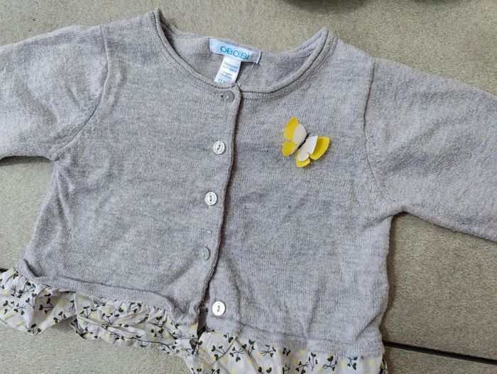 Ensemble 4 pièces Obaibi fille gris et jaune 12 mois - photo numéro 10