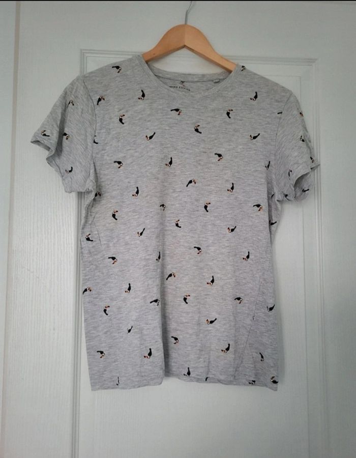 T-shirt homme manches courtes gris motif toucan S