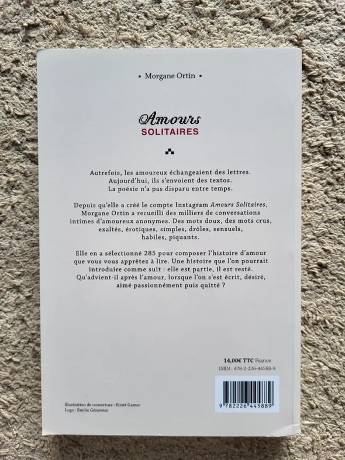 Livre "Amours solitaires" de Morgane Ortin - Roman épistolaire moderne - photo numéro 2