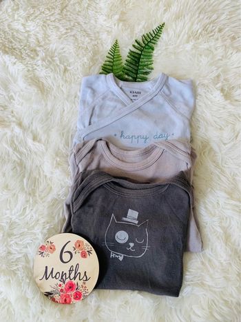 Lot 3 bodies manches longues garçon multi marques 6m