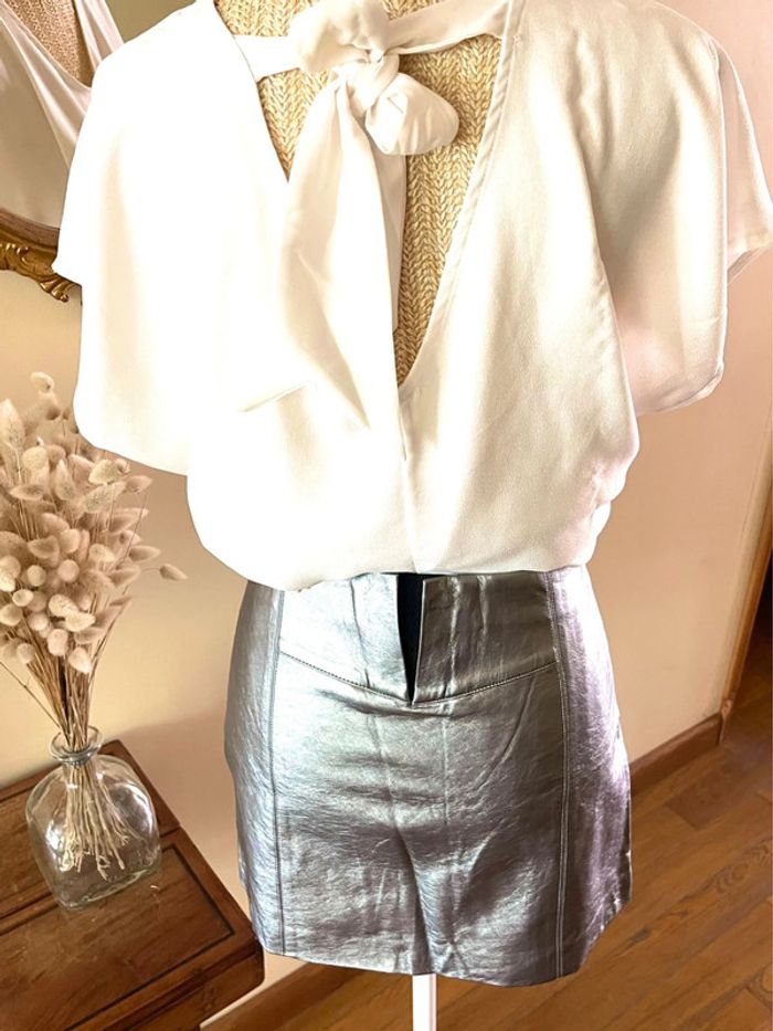 Jupe Zara gris métallisé XS - photo numéro 6