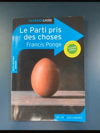 Livre bac de français « le partis pris des choses »