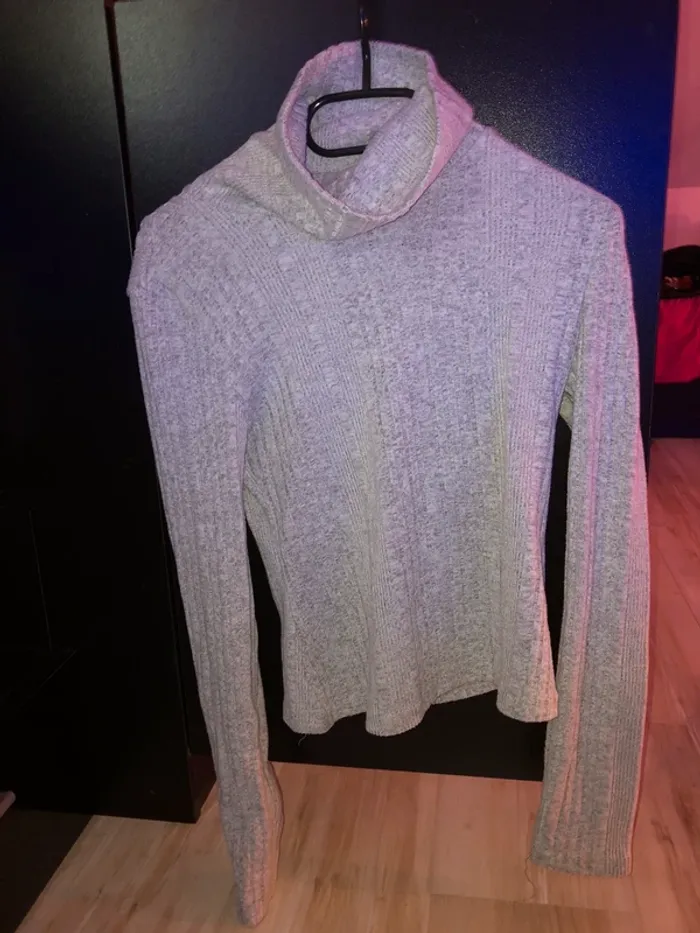 col roulé pull gris - photo numéro 2