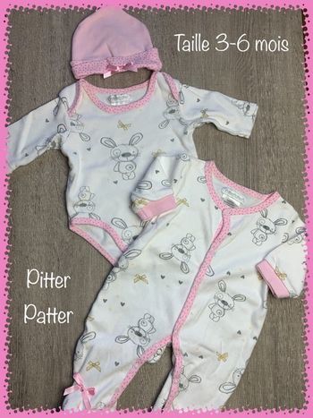 Ensemble pyjama body et bonnet - taille 3-6 mois