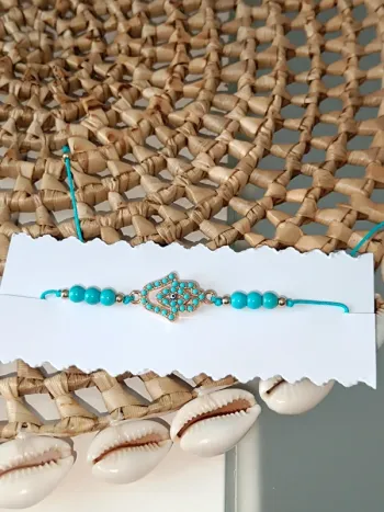 Bracelet Main de Fatma-perle turquoise 🧿
