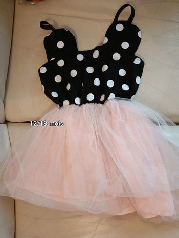 Robe noire blanche et rose à pois 12/18 mois