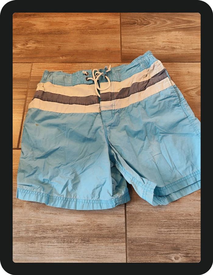 Short de bain bleu clair blanc gris North Sails Taille 32 (taille à plat 38 cm)
