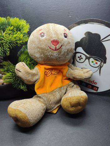 Doudou marionnette À  Main ours marron orange jaune pois chicco rouge Beige 