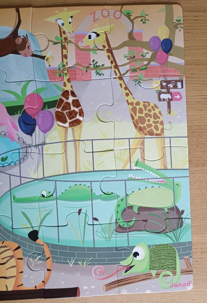 Puzzle géant tactile Janod "Journée au zoo" 20 pièces 2 ans - photo numéro 8