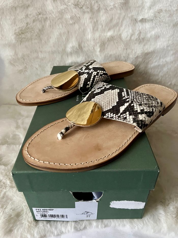 Tongs en cuir imprimé python Minelli pointure 37 - photo numéro 7