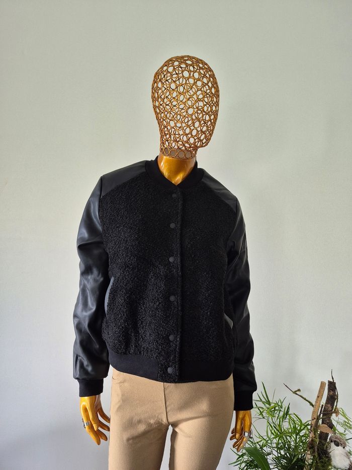 Manteau court Femme Noir Simili-Cuir Taille XS/34