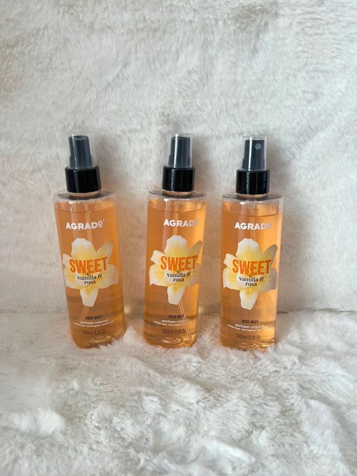 Lot 3 Brumes de parfum, Brumes corporelles combinaison de vanille et de rose 240 ml