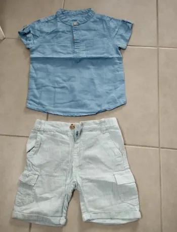 ensemble été garçon 18 24 mois mini rebel chemise short rayé
