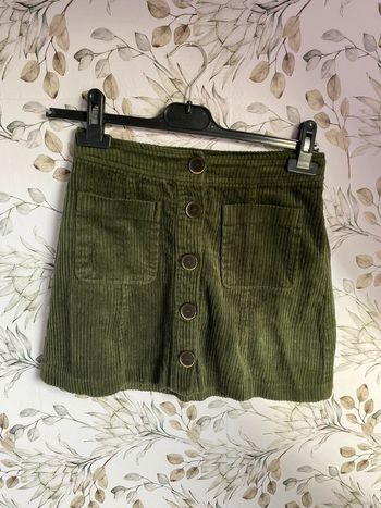 Jupe côtelé kaki Zara