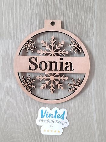 Boule de Noël en bois avec prénom