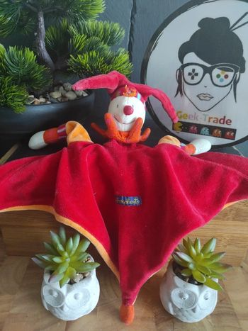 Doudou Moulin Roty Dragobert Rouge Orange plat mouchoir  #geektradedoudou