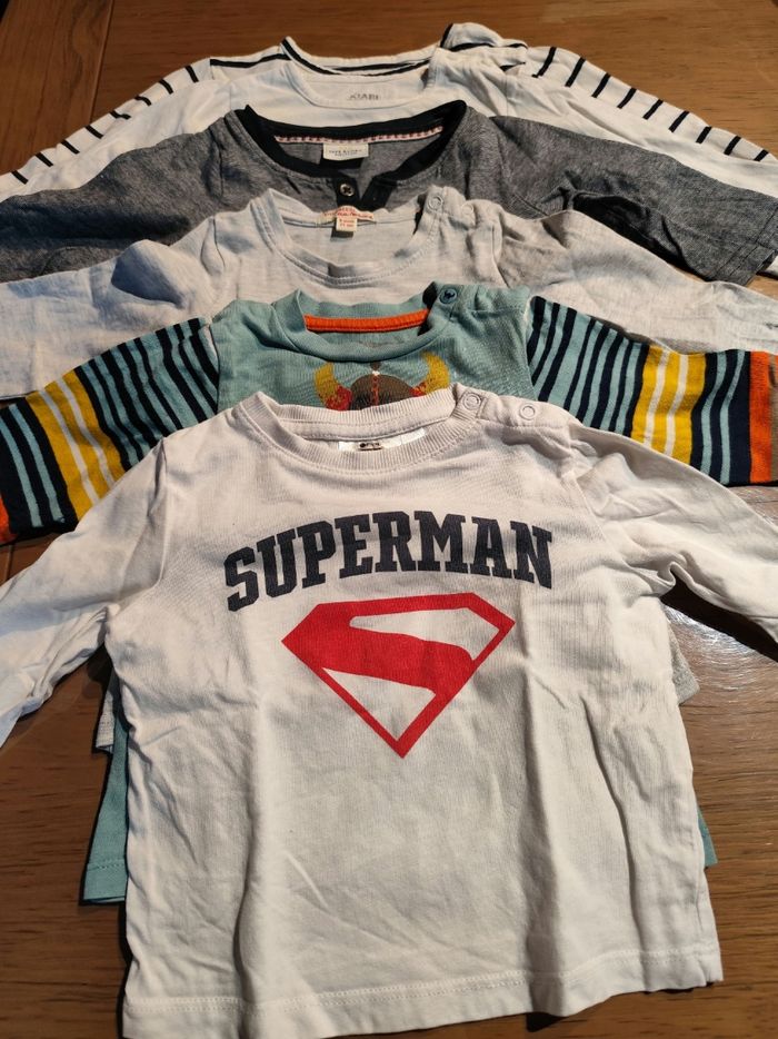 Lot de 6 t-shirts manches longues garçon taille 9 mois