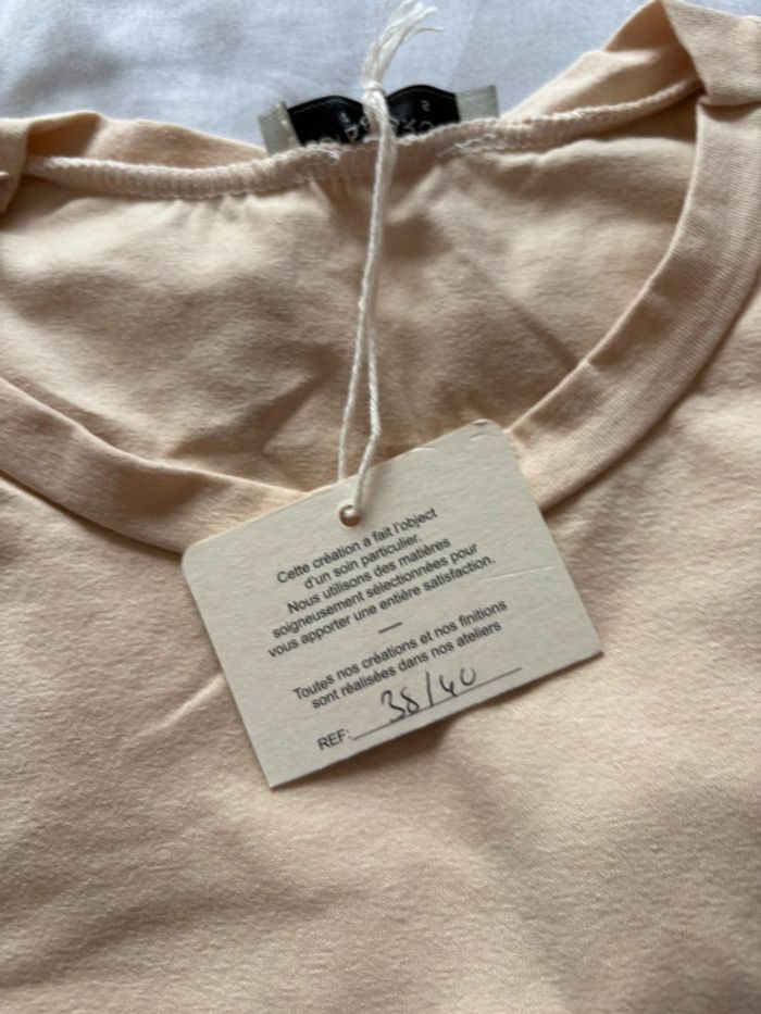 T-shirt femme beige motif arty œil bouche neuf taille unique Estee Brown Paris - photo numéro 5