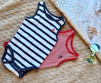 Lot 2 bodies marcel bébé 6 mois rayures été