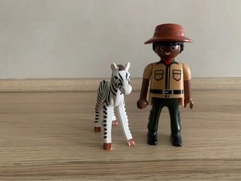 Soigneur et son bébé zèbre