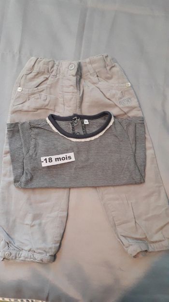 Lot pantalon et tee-shirt manches longues  18 mois