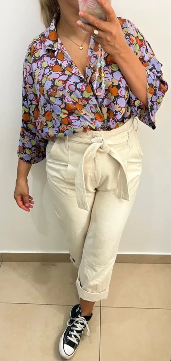 Chemise Mixte Large Vintage Imprimée Multicolore - photo numéro 2