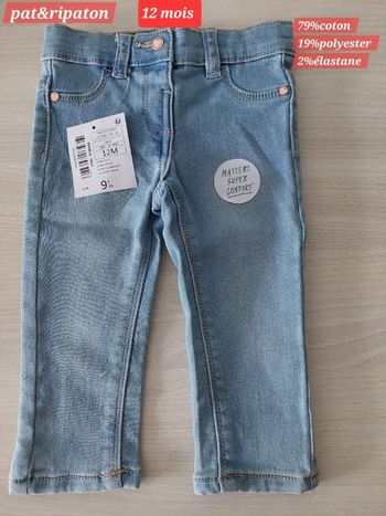 Jean réglable à la taille fille 12 mois