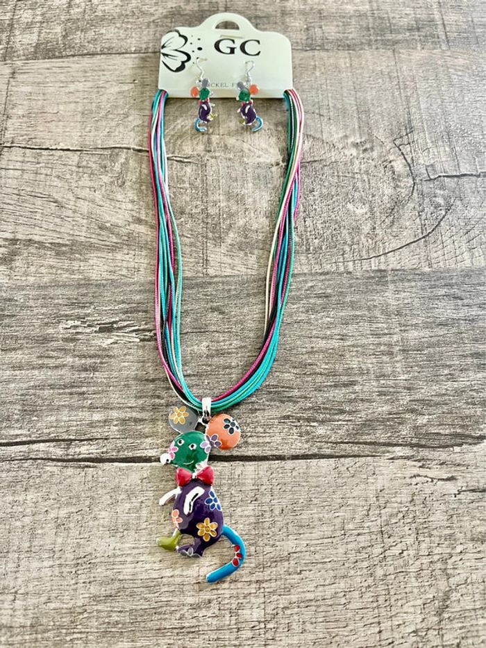 Bijoux fantaisie : parure BO & collier « souris »