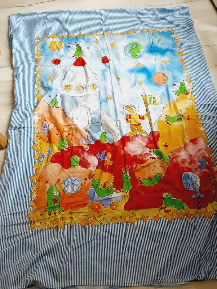 Linge de lit enfant une 1 personne parure de drap Housse de couette et Taie oreiller Espace fusée - photo numéro 6