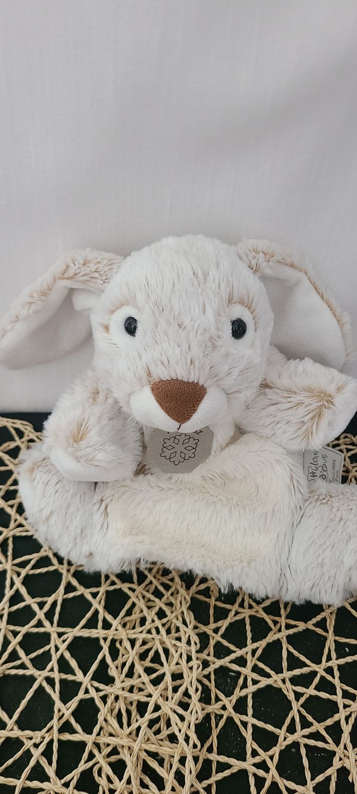 Doudou marionnette lapin beige blanc HISTOIRE D'OURS - photo numéro 2