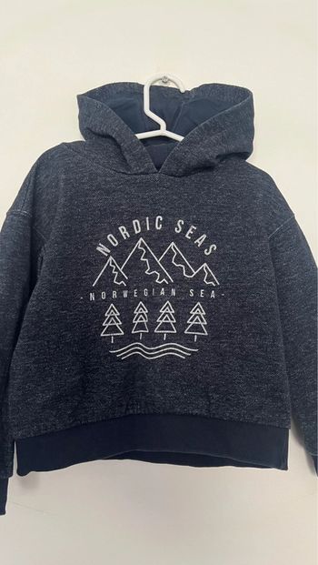 Joli sweat-shirt à capuche en parfait état taille 6 ans bleu chiné vert baudet coton /polyester