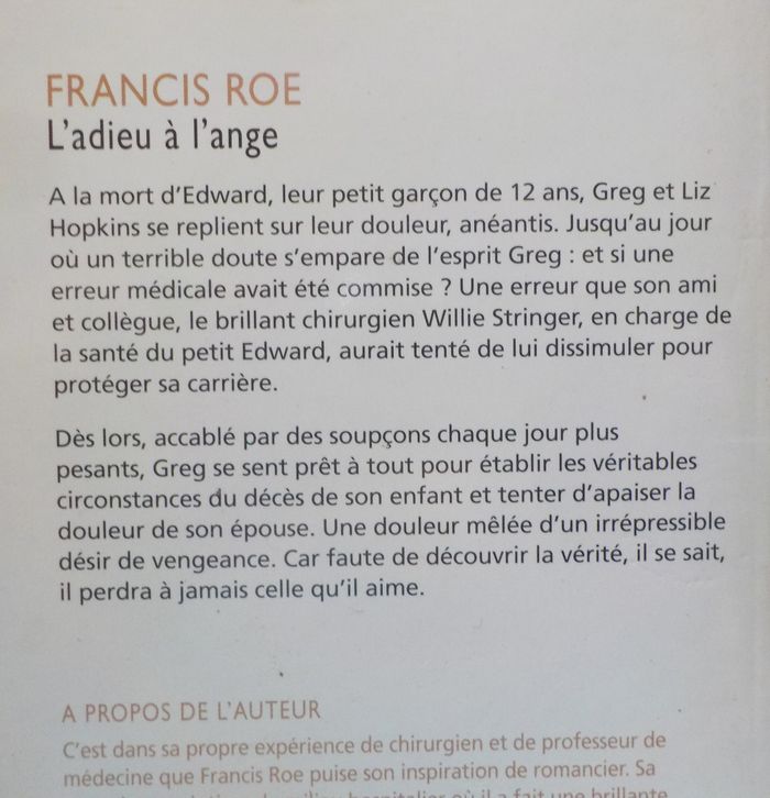 L'ADIEU A L'ANGE de Francis ROE Harlequin Best Seller HS - photo numéro 2