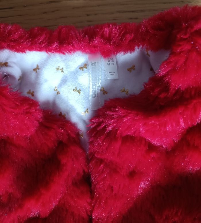 Gilet sans manches Orchestra en fausse fourrure rouge 6 mois 67 cm fille - photo numéro 3