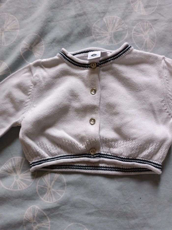 Gilet court blanc bleu marine - photo numéro 3