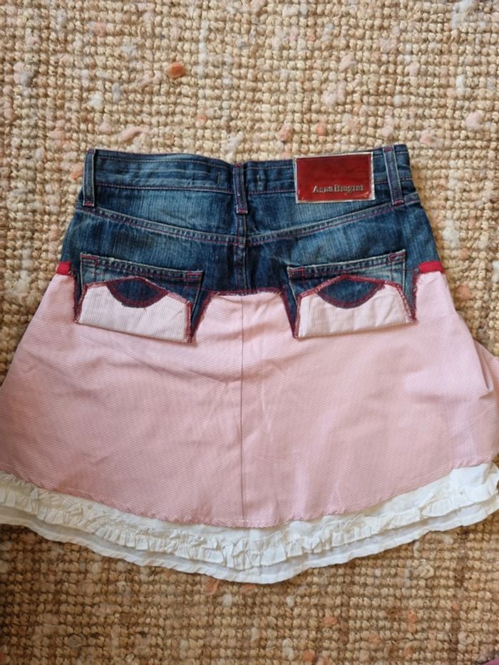 Jupe jean multi matière originale - photo numéro 2