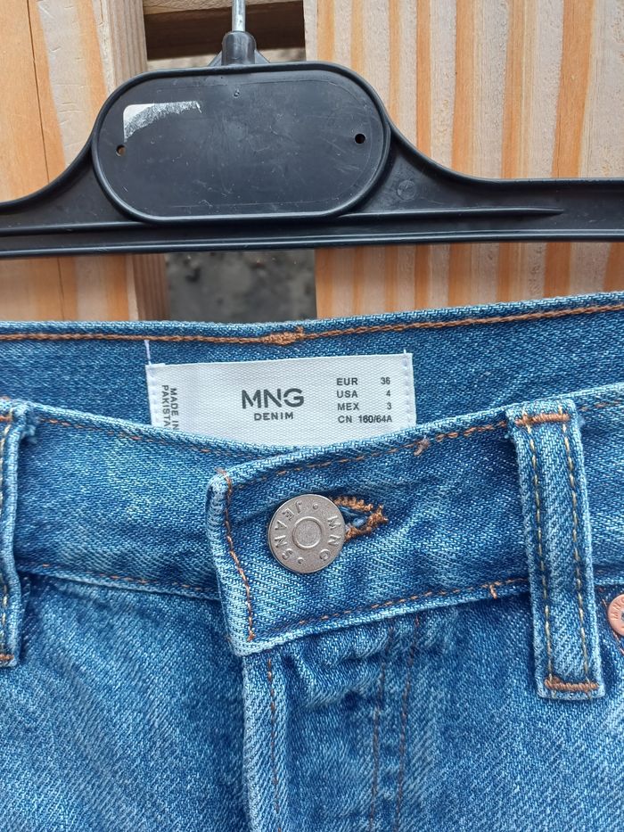 Joli short en jean à franges délavé Mango taille 36 - photo numéro 5