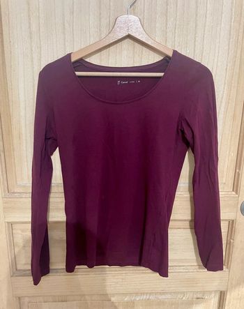 Haut basic uni bordeaux manches longues simple taille M