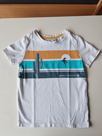 T-shirt blanc cactus Okaïdi 5 ans 