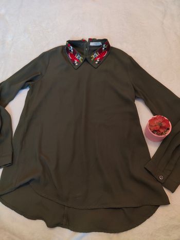 Blouse vert kaki manches longues femme