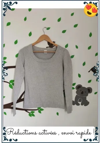 Pull gris femme M